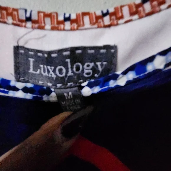 Luxology Bohemian style maxi dress medium blue orange cream - Picture 6 of 7